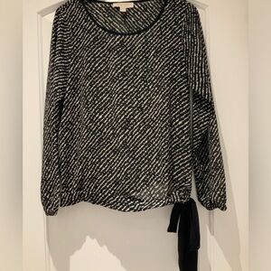 Michael Kors Black and White Tie Front Blouse
